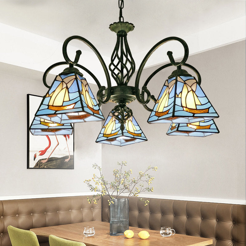 Stained Glass Chandelier Pendant For Traditional Dining Rooms 5 / Blue