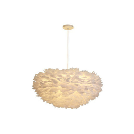 Hemispherical Feather Pendant Light - Modern Living Room Suspension Fixture White / 31.5
