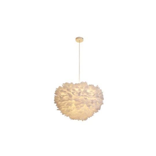 Hemispherical Feather Pendant Light - Modern Living Room Suspension Fixture White / 12