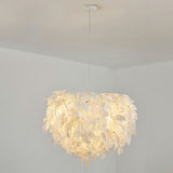 White Feather Hanging Lamp For Simple & Stylish Girls Bedroom Ceiling Lighting / F