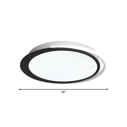 Modern Led Flush Mount Ceiling Light In Black And White With Warm/White/Natural Lighting Options -