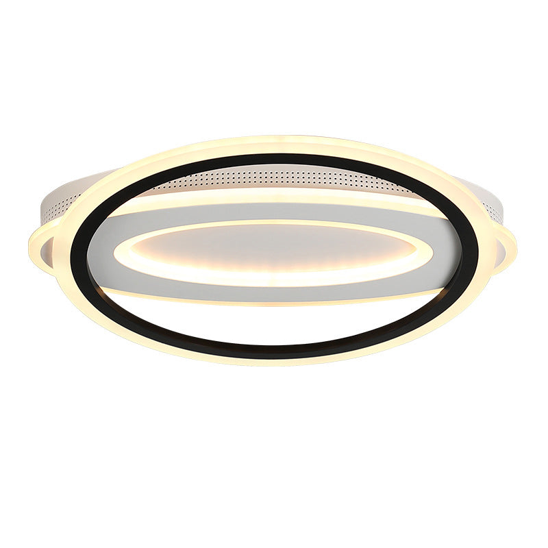 Oval Led Ceiling Flush Mount - 16.5/19.5/23.5 Wide Black & White Acrylic Bedroom Light In