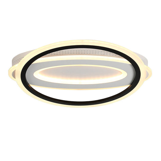 Oval Led Ceiling Flush Mount - 16.5’/19.5’/23.5’ Wide Black & White Acrylic Bedroom Light In