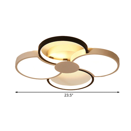 Black And White Led Flower Ceiling Light With Acrylic Shade In 3 Options 16.5’-23.5’ Wide For