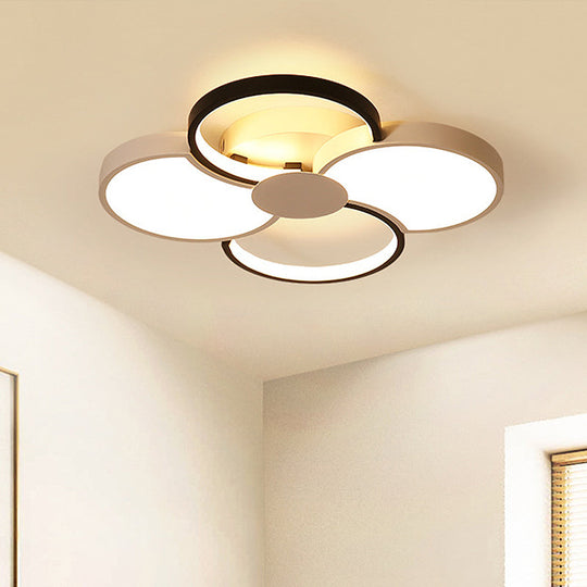Black And White Led Flower Ceiling Light With Acrylic Shade In 3 Options 16.5’-23.5’ Wide For