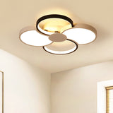 Black And White Led Flower Ceiling Light With Acrylic Shade In 3 Options 16.5-23.5 Wide For Bedrooms