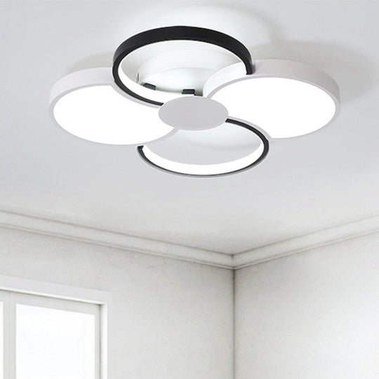 Black And White Led Flower Ceiling Light With Acrylic Shade In 3 Options 16.5’-23.5’ Wide For