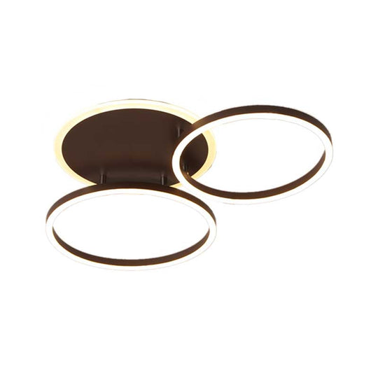 Postmodern Led Bedroom Ceiling Lamp With Black Hoop & Warm/White Light - 1/2/3 Heads Available