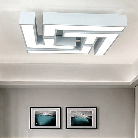 Maze Flush Mount Led Ceiling Lamp - Acrylic Shade White Warm/White Light /