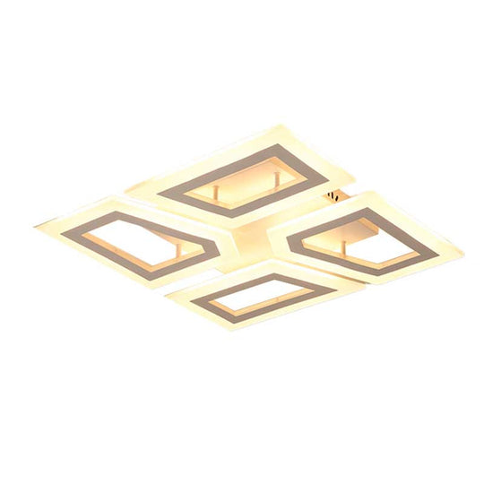 Modern Led Flush Light For Bedroom | Square/Rectangular Splicing Warm/White 16/24.5/37.5 W