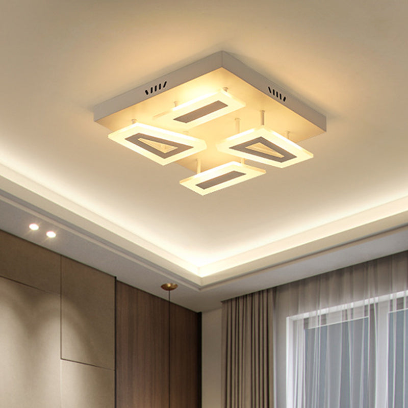 Modern Led Flush Light For Bedroom | Square/Rectangular Splicing Warm/White 16/24.5/37.5 W