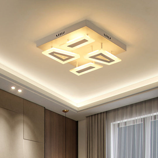 Modern Led Flush Light For Bedroom | Square/Rectangular Splicing Warm/White 16/24.5/37.5 W