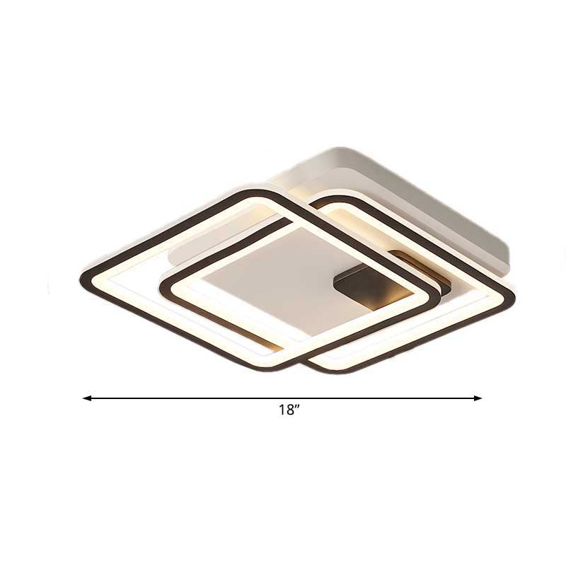 Contemporary Black 2-Tier Led Ceiling Flush Mount - 18’/23’ Wide | Warm/White Light