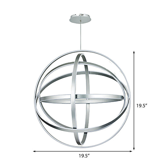Modernistic Acrylic Globe Chandelier Pendant - 19.5’ Wide 1-Light White Ceiling Fixture