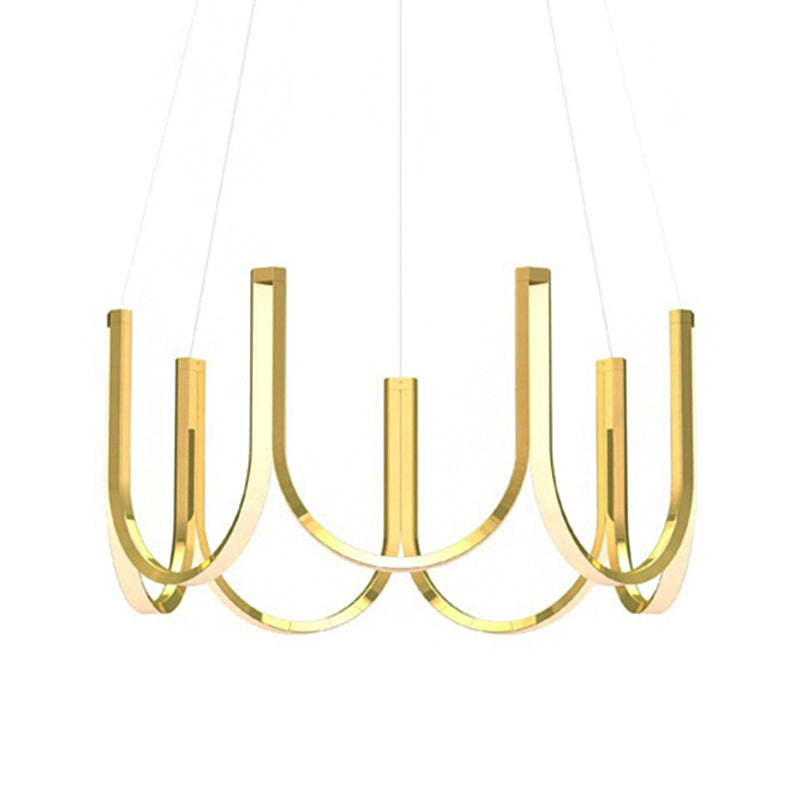Contemporary U-Shaped Led Chandelier Light: Black/White/Gold Acrylic Ceiling Pendant (White/Warm