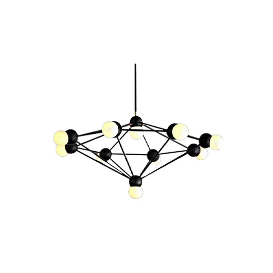 Modern 6/8/10-Light Hanging Chandelier Kit In Black/Gold With Geometric Metal Arm - Ideal For
