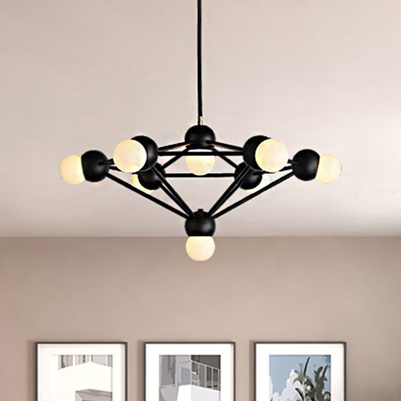 Modern 6/8/10-Light Hanging Chandelier Kit In Black/Gold With Geometric Metal Arm - Ideal For