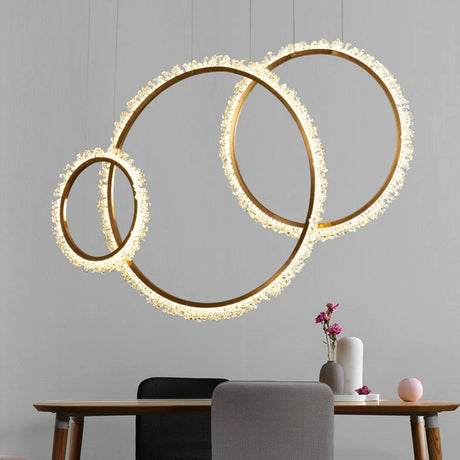 Crystal Golden Led Ring Chandelier Pendant Light - 16’/23.5’/31.5’ Diameter