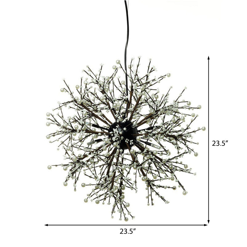 Modern Led Chandelier Lamp: Black Metal Ceiling Pendant Light 23.5’/31.5’ Wide Dendritic Design