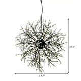 Modern Led Chandelier Lamp: Black Metal Ceiling Pendant Light 23.5’/31.5’ Wide Dendritic Design