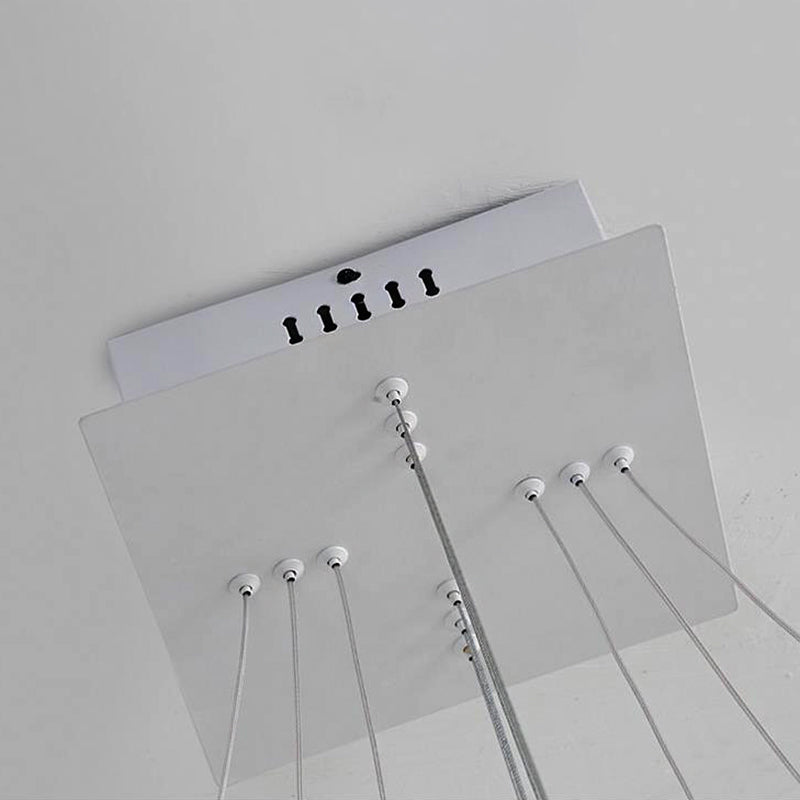 Modern Led Ceiling Chandelier: White 3-Tiered Square Hanging Light Fixture In Multi-Light Tones