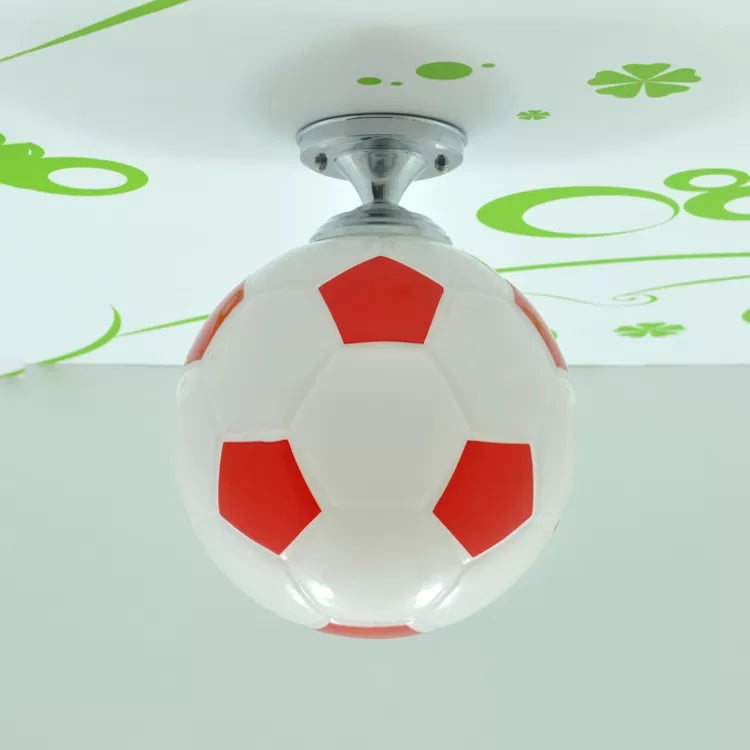 Soccer Shape Boys Bedroom Ceiling Light Fixture - Acrylic Sport Style Mount