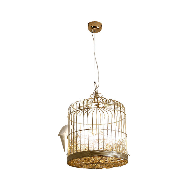 Rustic Matte White Glass Chandelier: Elegant Egg Shaped Hanging Light Fixture With Birdcage Design