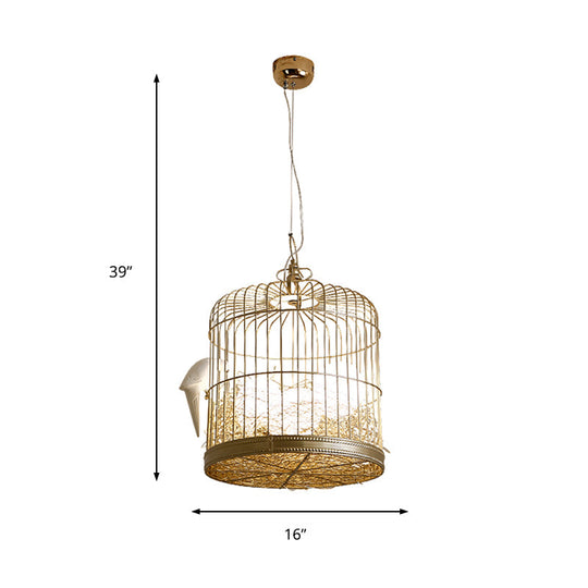Rustic Matte White Glass Chandelier: Elegant Egg Shaped Hanging Light Fixture With Birdcage Design