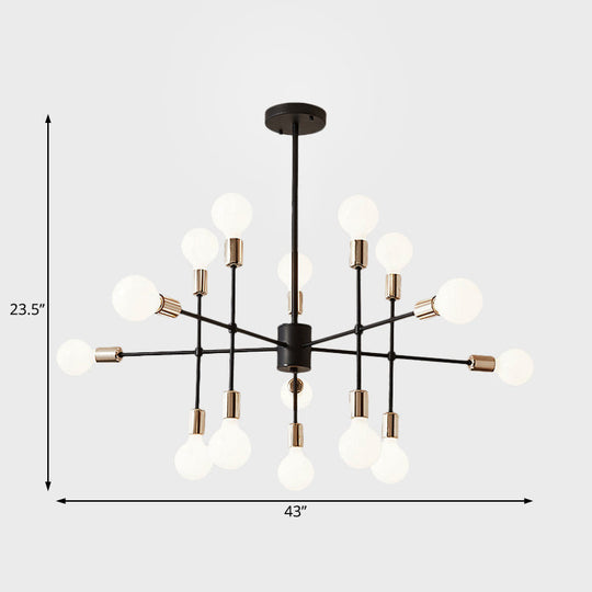 Modern Starburst Milk White Glass Chandelier With 12/15/18 Lights For Bedroom Black Pendant Lighting