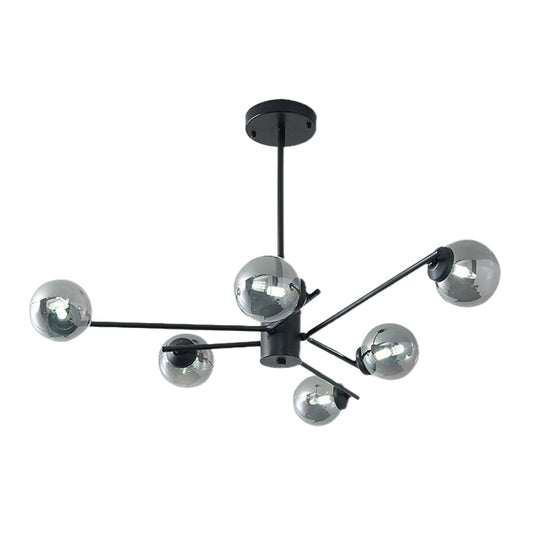 41.5 Wide Black Sputnik Chandelier - Modern Silver Glass Pendant Light