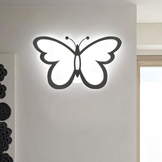 Contemporary Led Butterfly Wall Mounted Night Lamp - Modern 1/3 Lights Sconce White Acrylic