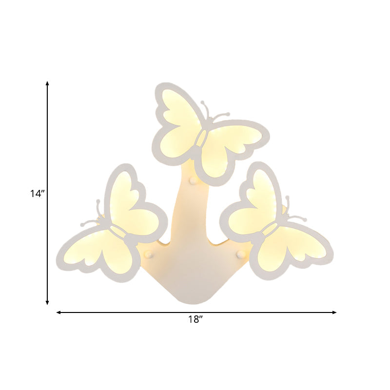 Contemporary Led Butterfly Wall Mounted Night Lamp - Modern 1/3 Lights Sconce White Acrylic