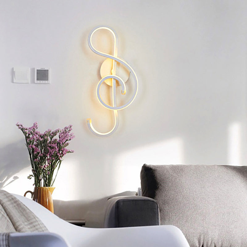 Modern Rhythm Shaped Bedroom Wall Sconce With Acrylic Led - Black/White Mount As Lamp Choose