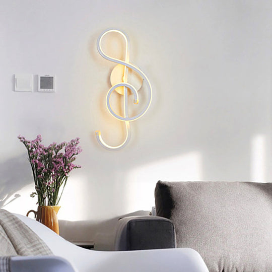 Modern Rhythm Shaped Bedroom Wall Sconce With Acrylic Led - Black/White Mount As Lamp Choose