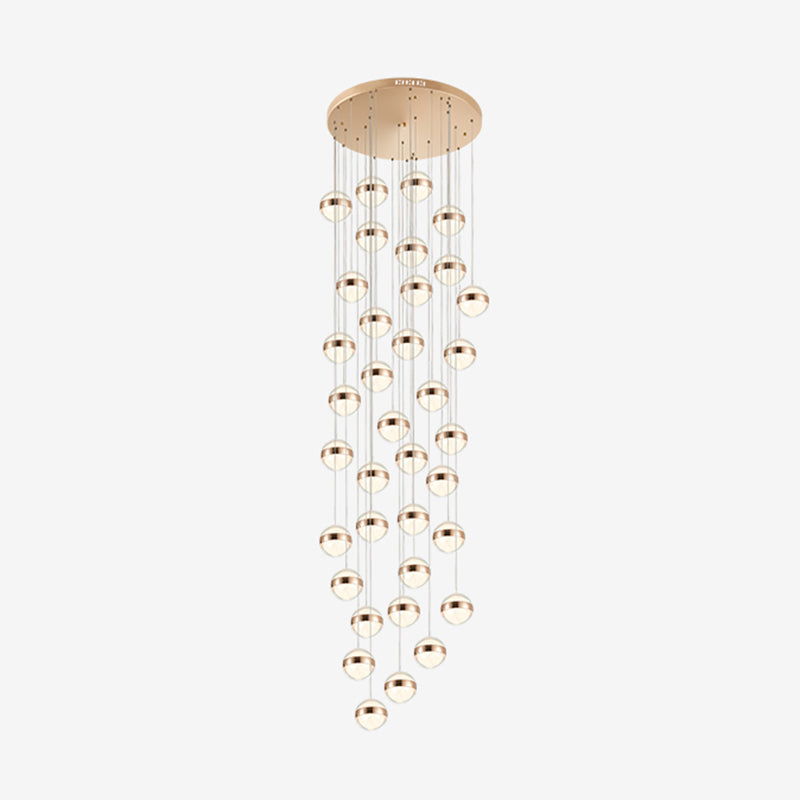Gold Crystal Led Multi-Ceiling Light With Ball Shade For Staircase Suspension 36 /
