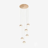 Gold Crystal Led Multi-Ceiling Light With Ball Shade For Staircase Suspension 6 /