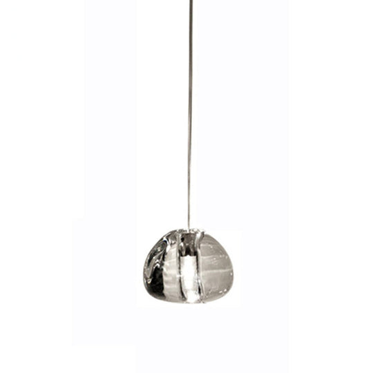 Chrome Led Staircase Pendant Light With Crystal Simplicity - Stone Shape Hanging Illumination 1 /