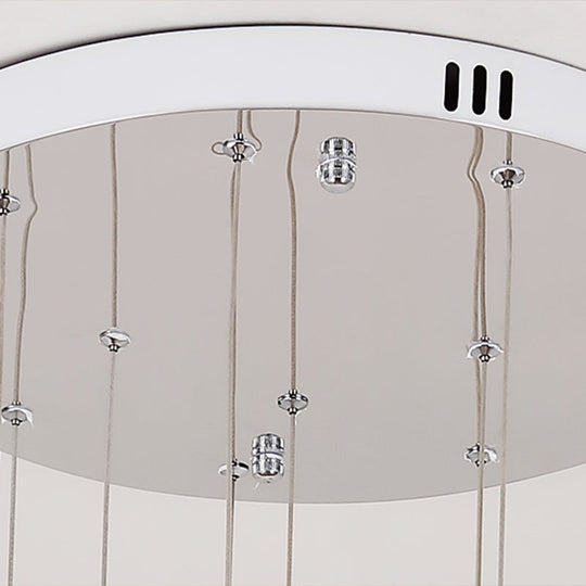 Hollowed-Out Metallic Ceiling Lamp With 10 Bulbs For Staircases In Silver