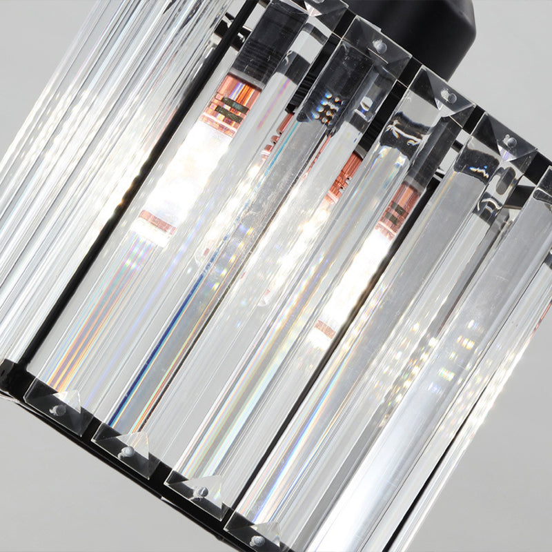 Modern Black Crystal Spiral Cube Pendant Light - 6 Bulbs Multi Light Hanging Fixture Black