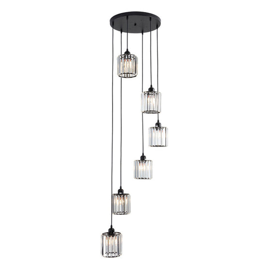 Minimalistic Black Geometric Prismatic Crystal Ceiling Light For Staircase