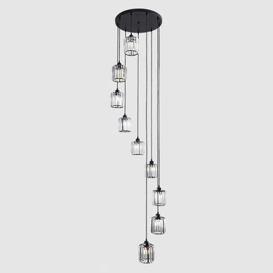 Minimalistic Black Geometric Prismatic Crystal Ceiling Light For Staircase 9 /