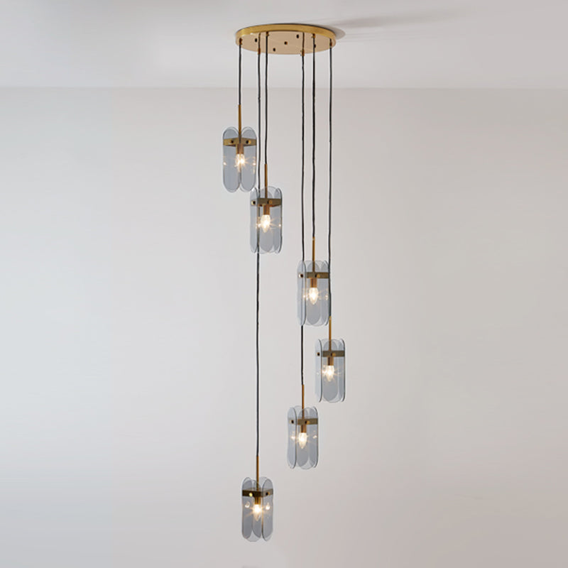 Modern Oval Panel Pendant Light Fixture For Glass Staircases