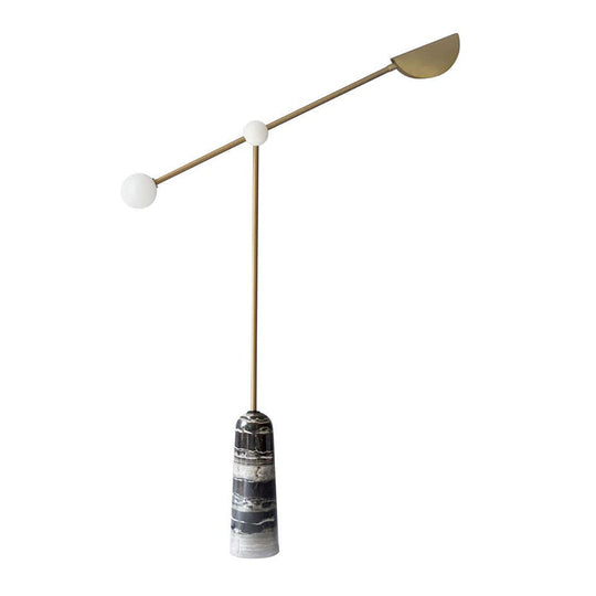 Nordic Style Bell Floor Lamp: Marble Led Standing Lighting With Elongated Brass Arm For Living Room