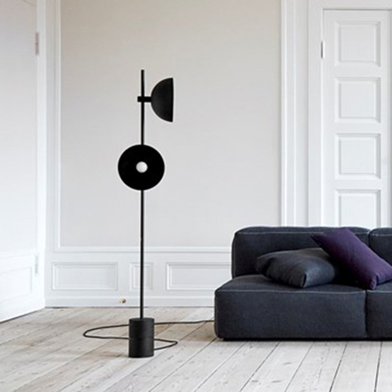 Marble Led Floor Light With Funnel Shade For Modern Living Rooms