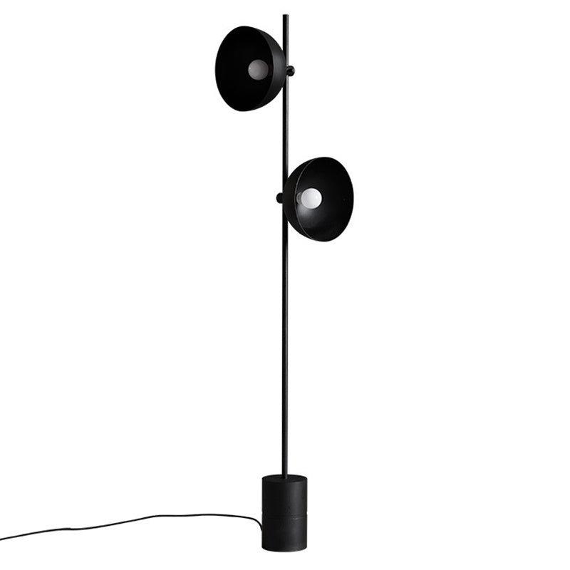 Marble Led Floor Light With Funnel Shade For Modern Living Rooms