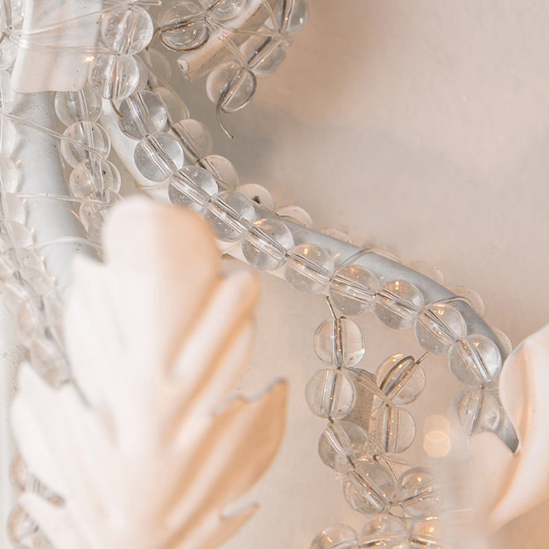 Traditional Candlestick Wall Mount Light With Crystal Draping - White