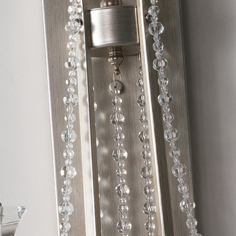 Traditional Crystal Bead Wall Mount Light Fixture - 2 Bulbs Curved Arm Design