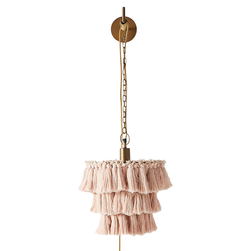 Round Tassel Wall Mount Pendant Light With Retro Style For Single Bedroom