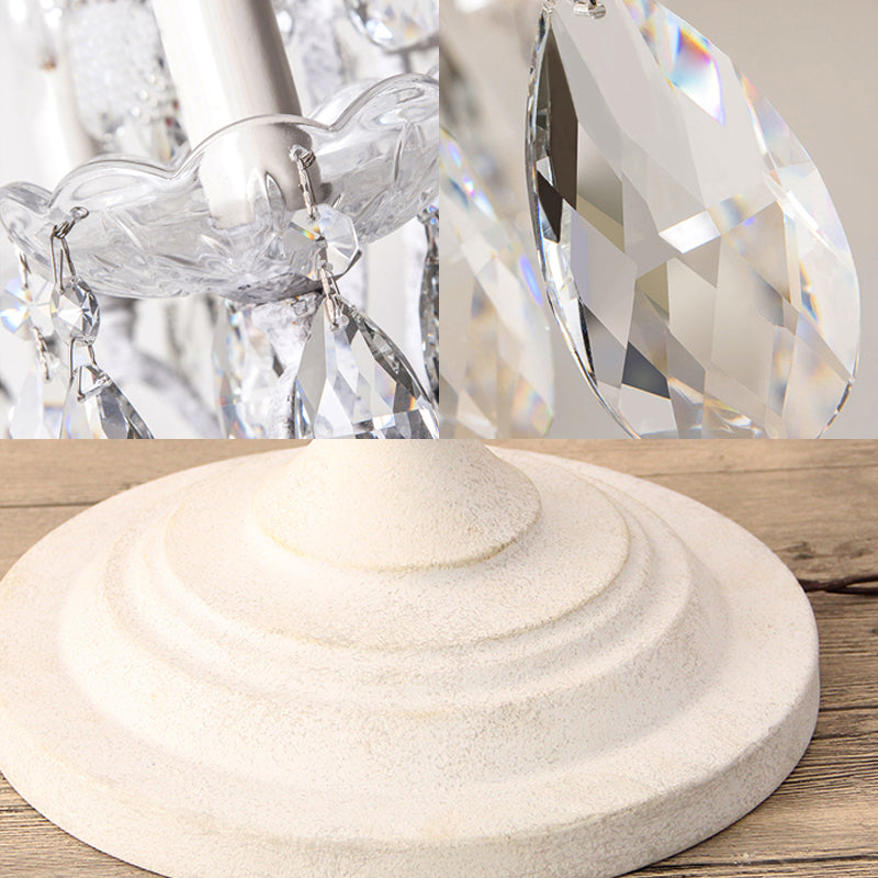 Candle Metallic Stand Up Lamp Traditional 5 Heads Living Room Floor Lighting With Crystal Draping