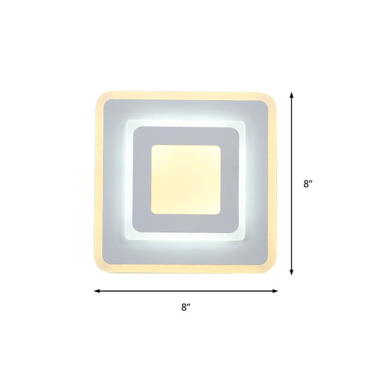 Minimal Acrylic Led Wall Sconce Light - Round/Square Energy-Saving White/Warm Lighting